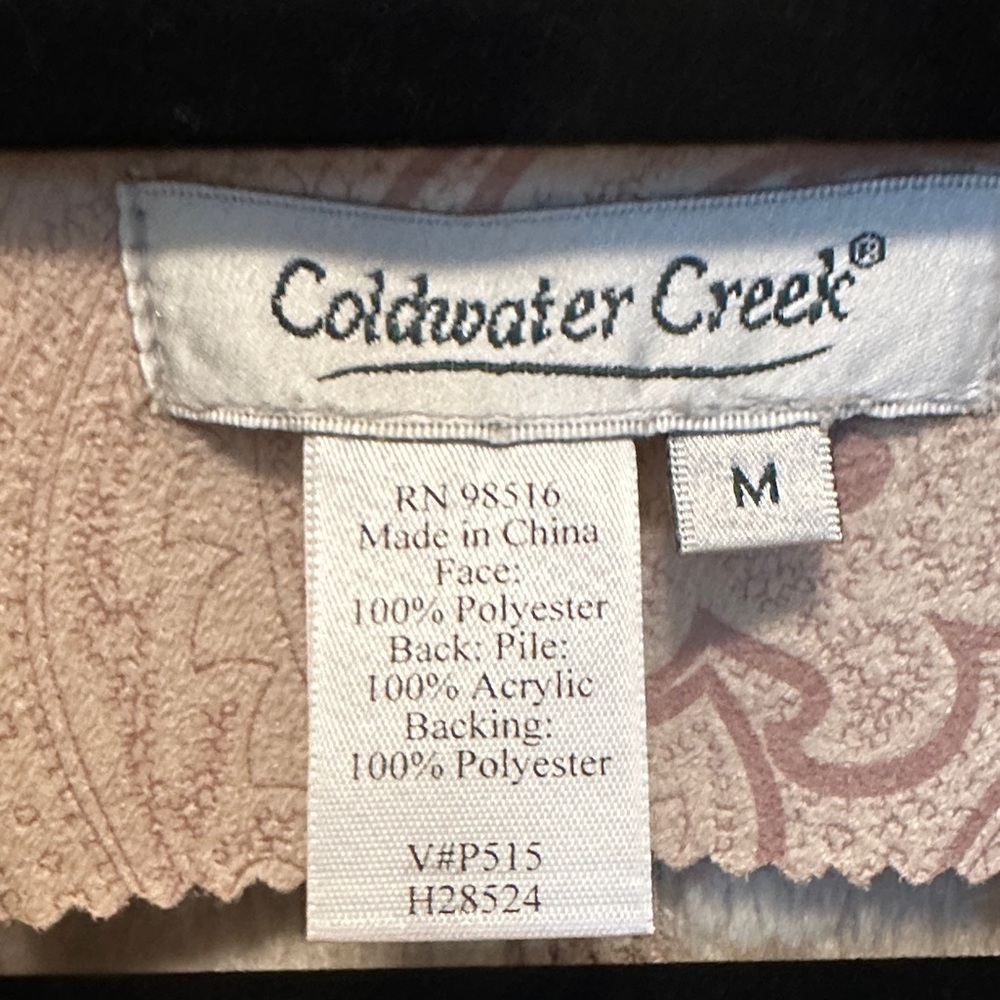 Coldwater Creek Beige & Cream Patterned Vegan Suede & Faux Fur Vest Size M - Picture 2 of 5